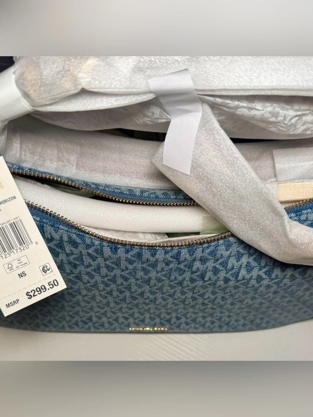 Michael Kors Blue Signature MK Jacquard Shoulder Bag